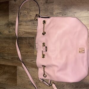 Victoria's Secret Light Pink Shoulder Bag with Gold-Tone Chain Accents